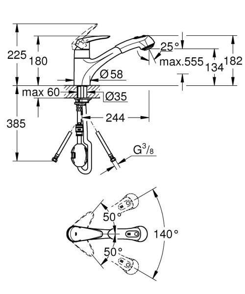 Смеситель для кухни однорычажный Grohe Eurodisc 32257 001 (32257001) хром