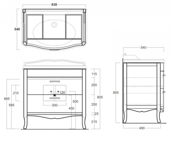 База под раковину SIMAS Arcade ARM2bi/cr