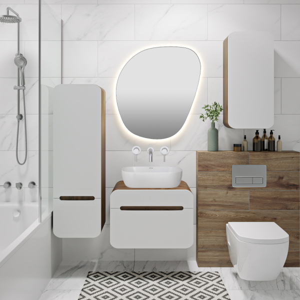 Пенал Runo Ницца 35 темное дерево белый правый  (00-00002130)