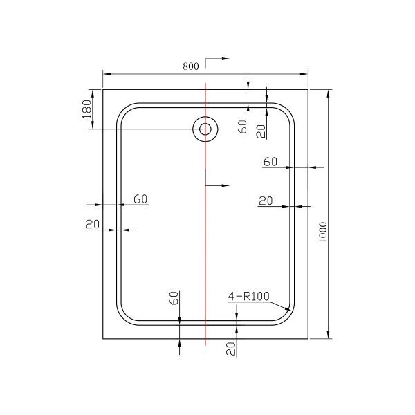 Душевой поддон акриловый (100х80) Vincea VST-2AR-8010