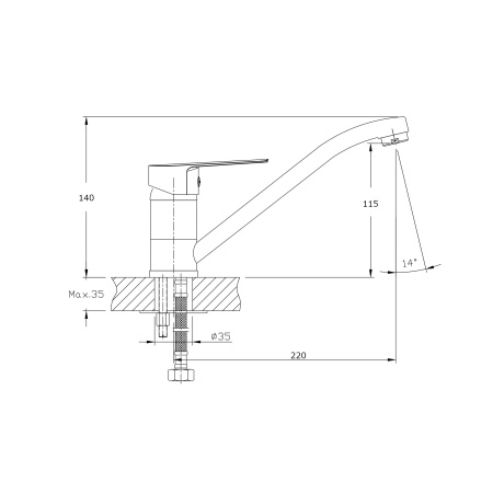Смеситель для кухонной мойки RUSH Disco DI6935-25