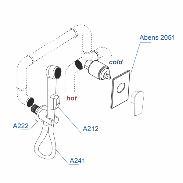 Встраиваемый комплект для биде WasserKRAFT Abens 2000 A02041, черный