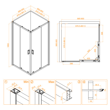 Душевой угол (90х90) RGW Classic CL-34-В 32093499-14 прозрачное