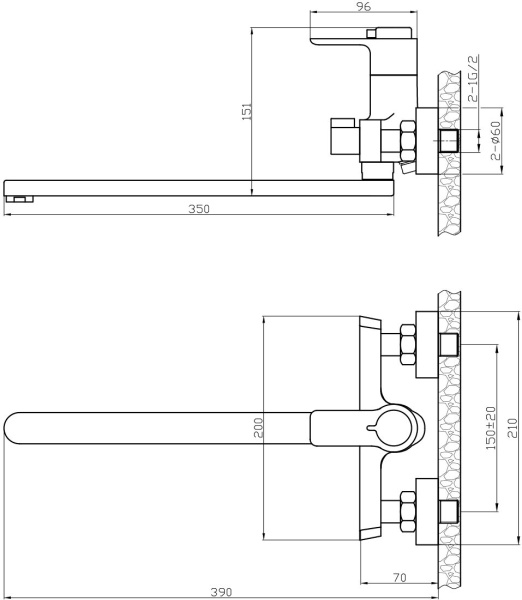 Смеситель термостатический Rossinka для ванны универсальный (RS50-32)