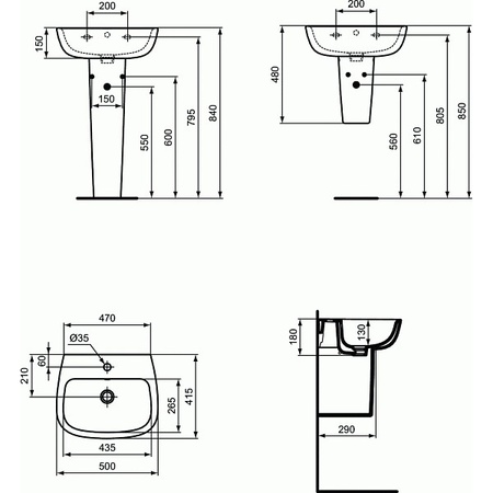 Раковина Ideal Standard Esedra T280801+T283901