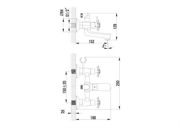 Смеситель для ванны Lemark Partner (LM6542C)