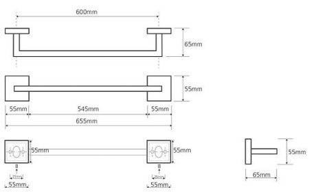 Держатель полотенца 655мм Bemeta BETA 132204042