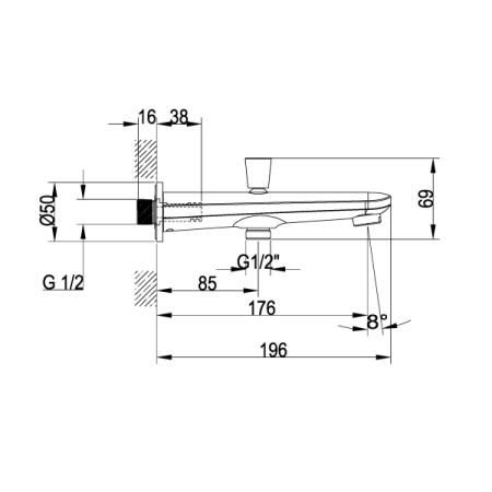 Излив для ванны Villeroy & Boch O.Novo Start TVT10550811061