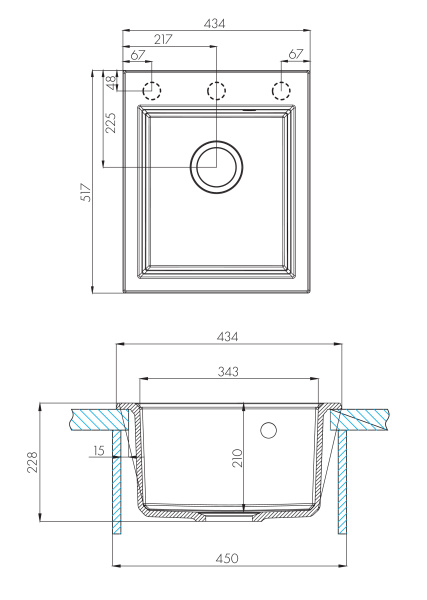 Кухонная мойка Aquaton Линеа 43 1A732932LW290 шампань