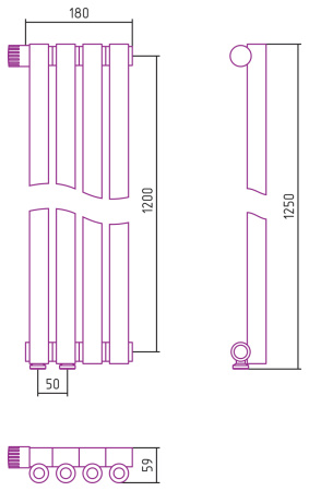 Полотенцесушитель Водяной Сунержа Эстет-0 EU50 левый (120х18) 4 секции Белый 12-0320-1204