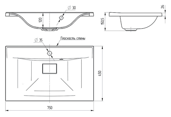Раковина Vincea VCB-3M750W
