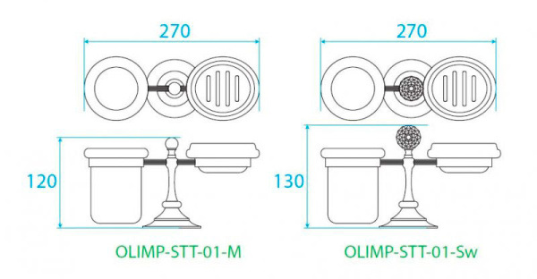 Стакан и мыльница настольные Cezares OLIMP-STT-01-Sw хромированный