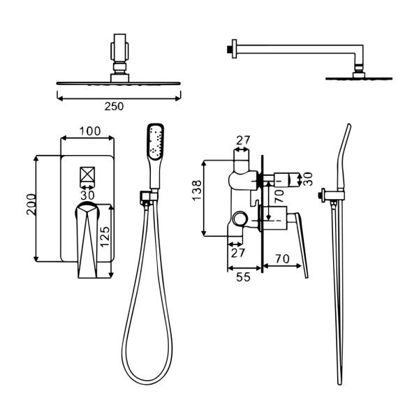 Душевой комплект Boheme Venturo 384-B Душевой комплект Boheme Venturo 384-B