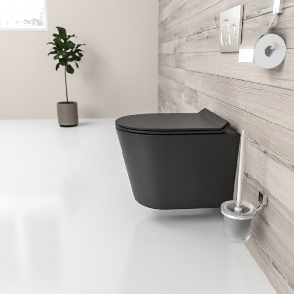 Подвесной безободковый унитаз с сиденьем микролифт beWash Aldo BKWHR101480