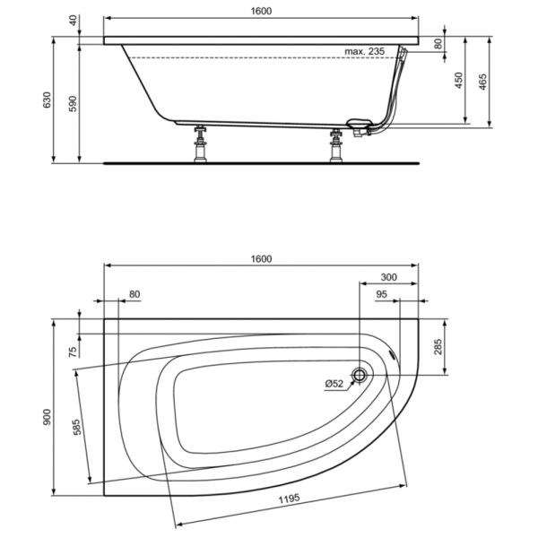 Ванна акриловая (160х90) Ideal Standard HOTLINE K275801 Ванна акриловая (160х90) Ideal Standard HOTLINE K275801