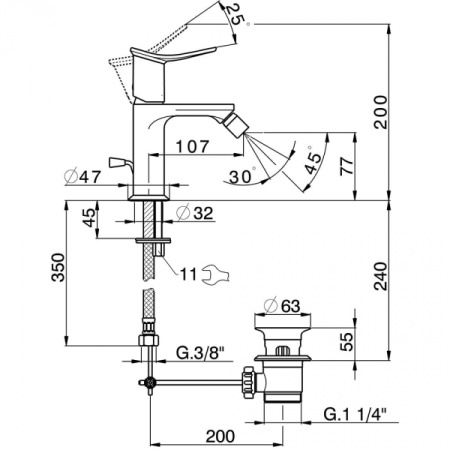 Смеситель однорычажный для биде HUBER Harlock HK0005546T