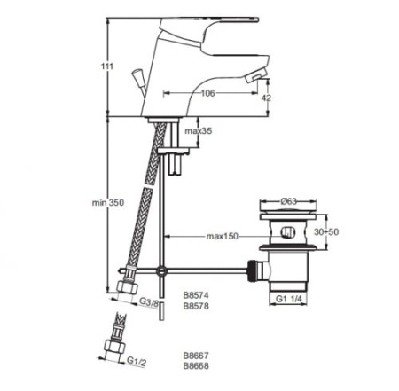 Смеситель для раковины Ideal Standard Slimline 2 B8667AA