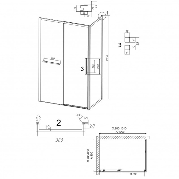 Душевой уголок (100х80) Grossman Style 120.K33.05.1080.10.02