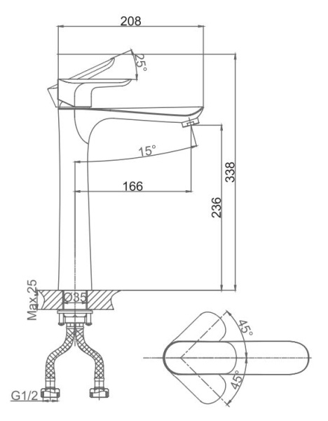 Смеситель для раковины высокий D&K Venice Baciano (DA1032001)