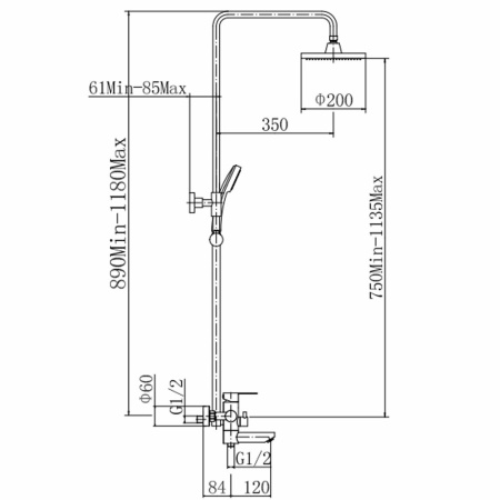 Душевая система с изливом Fashun A52401