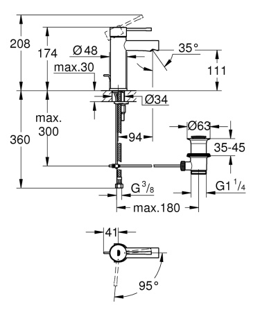 Смеситель для раковины однорычажный Grohe Essence New 23379 001 (23379001) хром