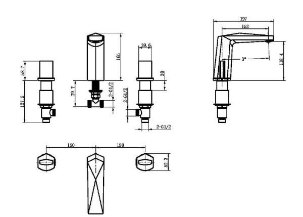 Смеситель для раковины Boheme Venturo 150-SGM-ICE