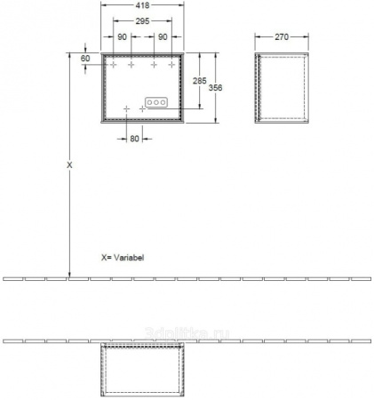 Открытый модуль (стеллаж) Villeroy & Boch FINION G580HFPD