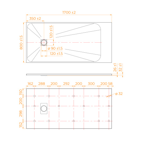 Душевой поддон (170х80) RGW TSS-W 553502817-01