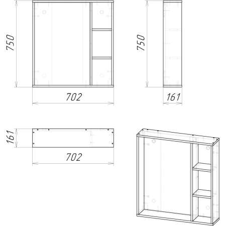 Зеркало (72х77) Grossman Флай 207001  универсальное дуб сонома
