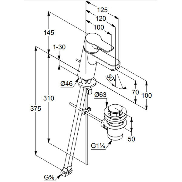 Смеситель для раковины Kludi Pure&Easy 373820565