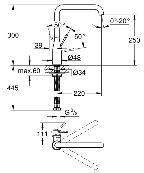 Смеситель для кухни однорычажный Grohe Essence New 30269 000 (30269000) хром
