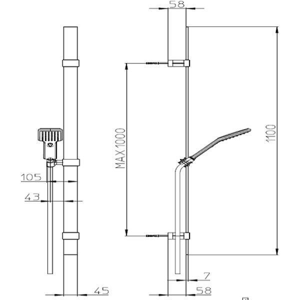 Душевой гарнитур Bossini Agua Life D46056.073 Черный матовый
