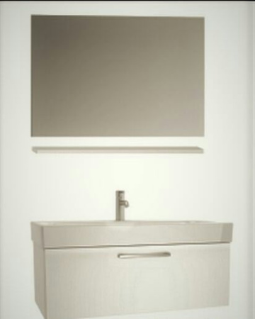 Тумба с раковиной (ящиком), полкой, зеркалом, 80 см Vitra Optima Light Oak 60263