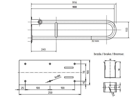Поручень откидной U-образный, 90 см Bemeta Help 301102902