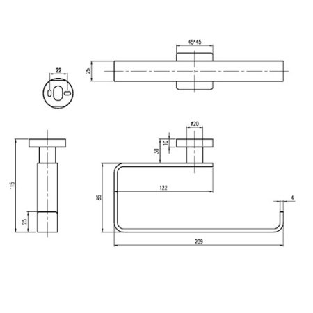 Полотенцедержатель Villeroy & Boch Elements-Striking TVA15200500061
