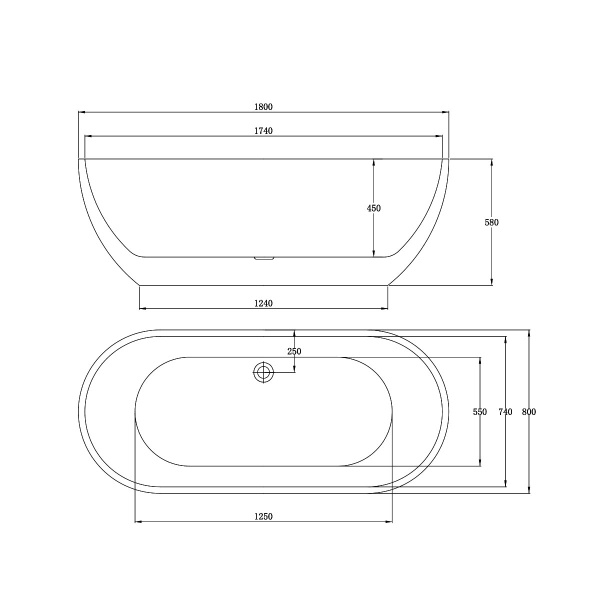 Ванна акриловая (180х80) Vincea VBT-108