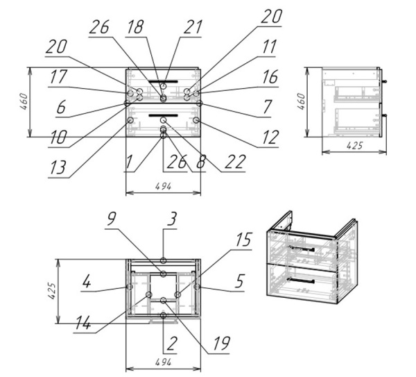 Тумба под раковину Cersanit LARA 50 64131