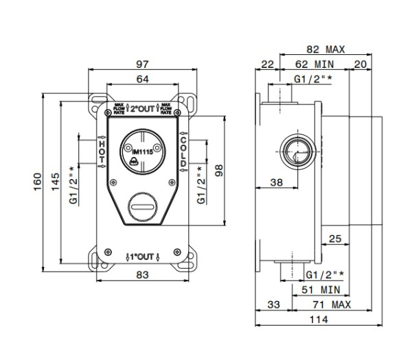 Универсальная внутренняя часть для смесителя Kerama Marazzi 10843KM.00.000