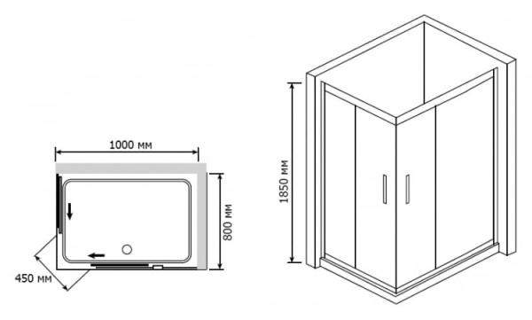 Душевой угол 80х100х185 RGW CL-42 04094280-11