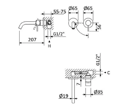 Смеситель для раковины Cezares Leaf LEAF-BLI2-20-L-01-W0