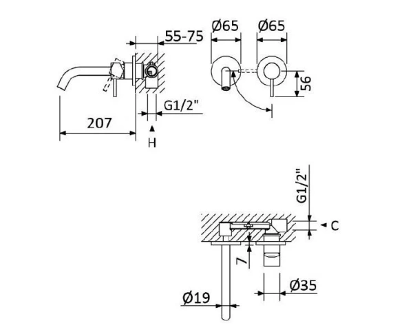 Смеситель для раковины Cezares Leaf LEAF-BLI2-20-L-01-W0 Смеситель для раковины Cezares Leaf LEAF-BLI2-20-L-01-W0