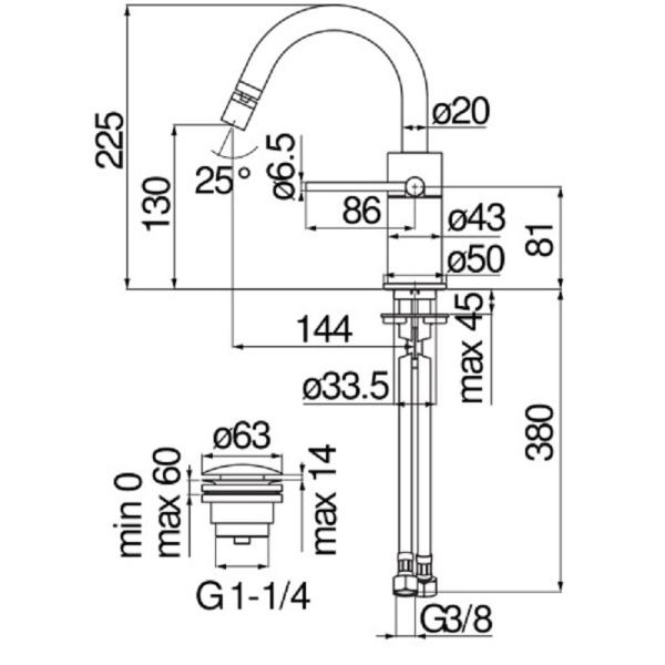 Смеситель для биде Nobili Velis VE125139/2FLP