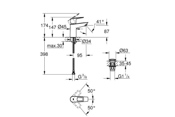 Смеситель для раковины GROHE Start Loop 23882 001 (23882001) 