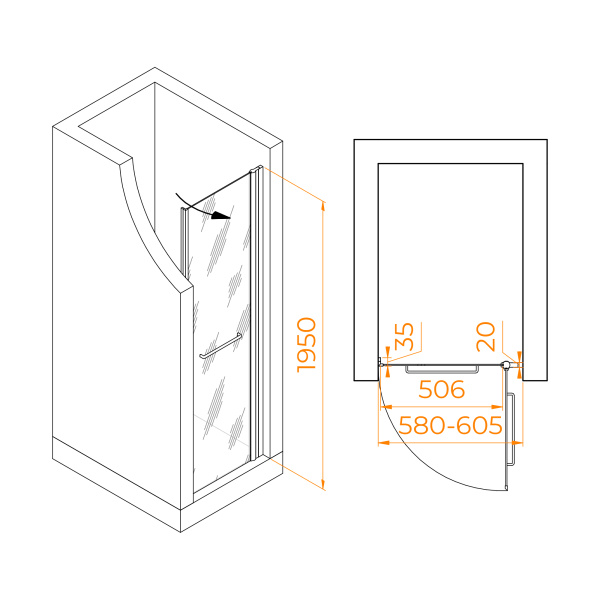 Душевая дверь 60 см RGW Passage PA-103B 020810306-24 матовое