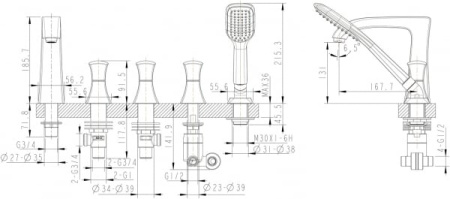 Смеситель на борт ванны Bravat Whirlpool F578112C