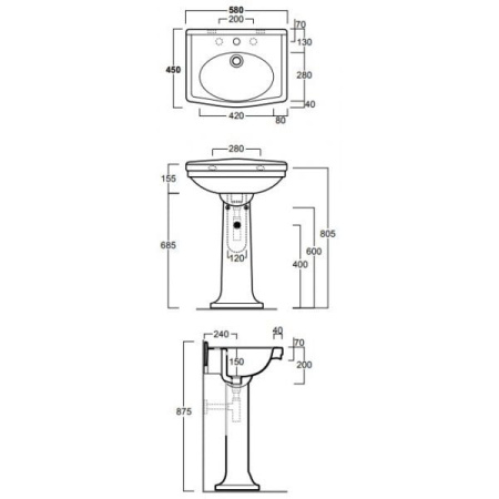 Пьедестал для раковины Simas Londra LO915bi*1