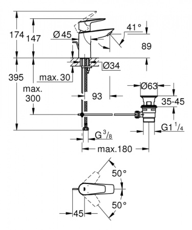 Смеситель для раковины Grohe BauEdge New 23328 001 (23328001) хром
