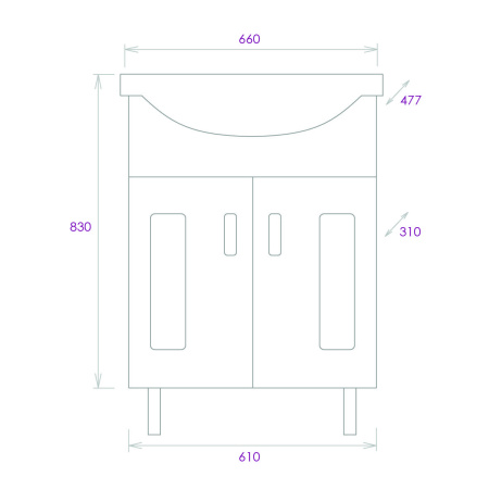 Тумба под раковину напольная Onika Кристалл 65 106545