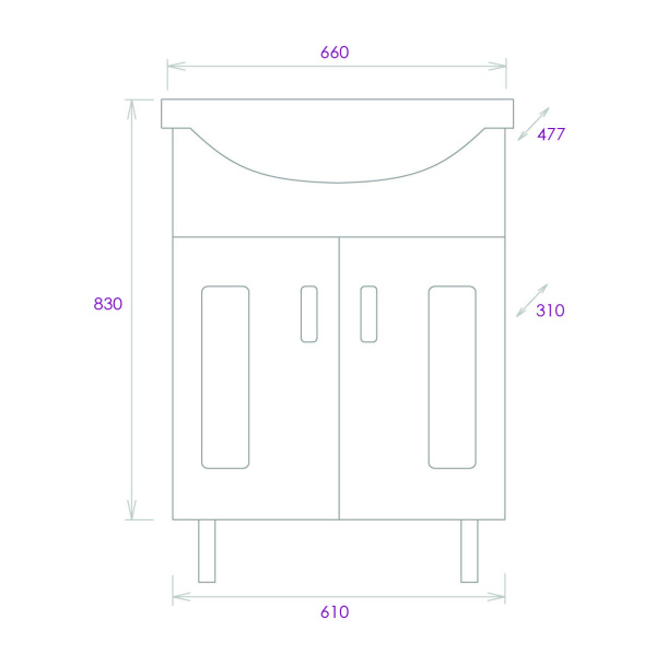 Тумба под раковину напольная Onika Кристалл 65 106545