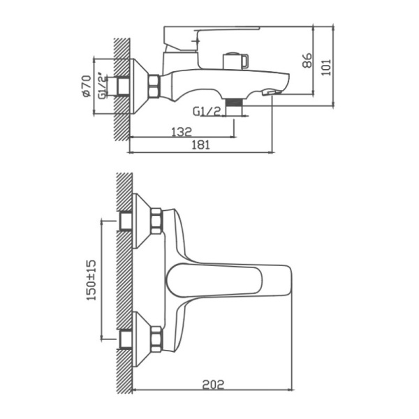 Смеситель для ванны Cron CN60523 Смеситель для ванны Cron CN60523